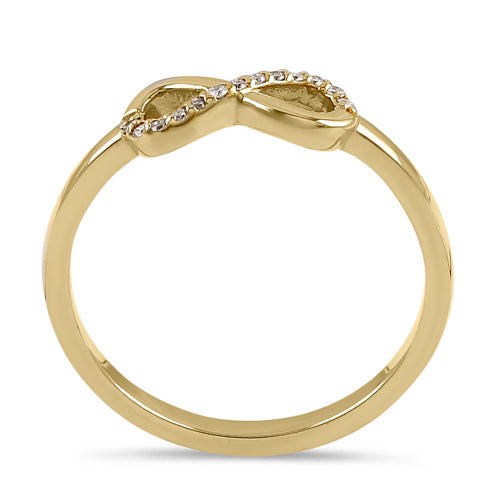 Solid 14K Yellow Gold Dainty Bow Diamond Ring