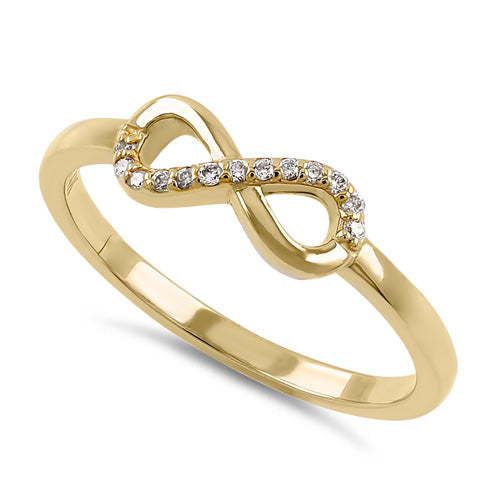 Solid 14K Yellow Gold Dainty Bow Diamond Ring