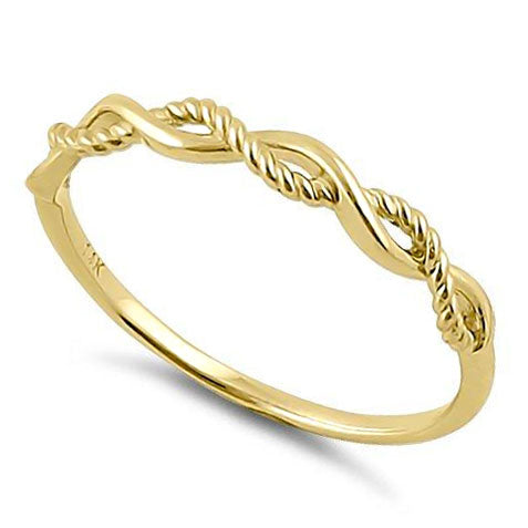 Solid 14K Yellow Gold Twisted Rope Ring