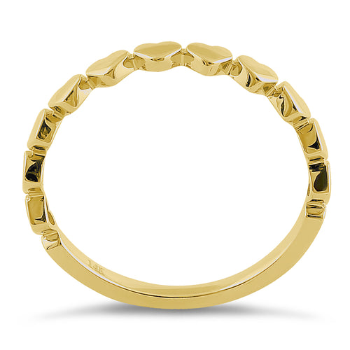 Solid 14K Yellow Gold Hearts Ring
