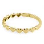 Solid 14K Yellow Gold Hearts Ring