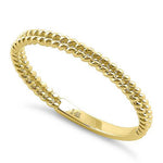 Solid 14K Yellow Gold Double Beaded Ring