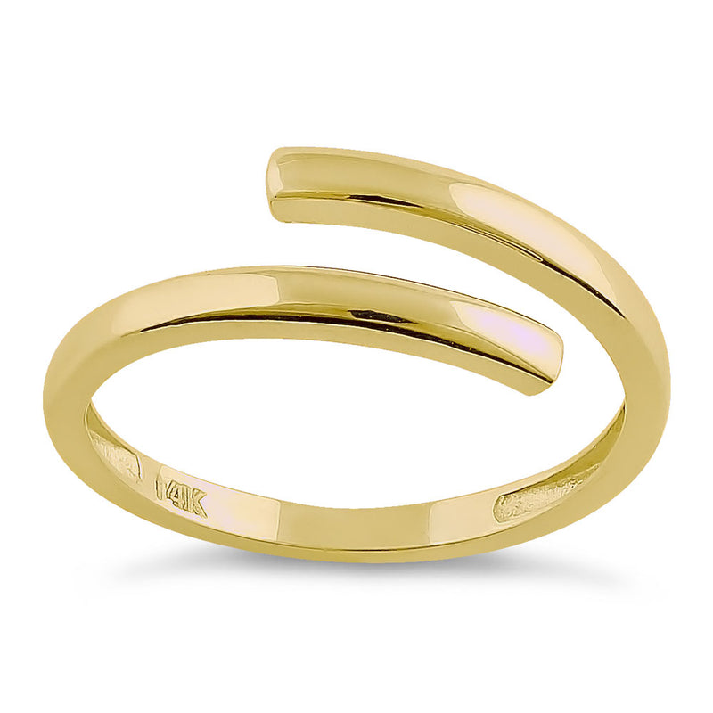 Solid 14K Yellow Gold Crossover Ring