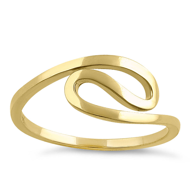 Solid 14K Yellow Gold Hieroglyphical Wave Ring