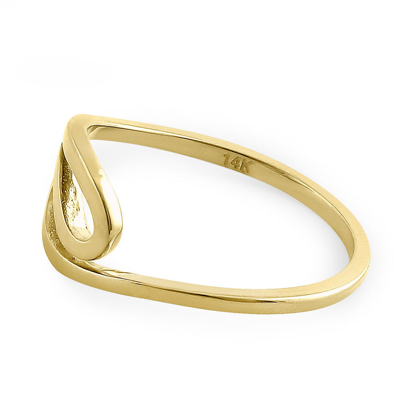 Solid 14K Yellow Gold Hieroglyphical Wave Ring