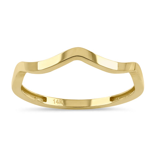 Solid 14K Yellow Gold Wave Ring