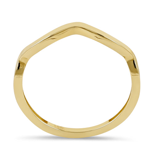 Solid 14K Yellow Gold Wave Ring