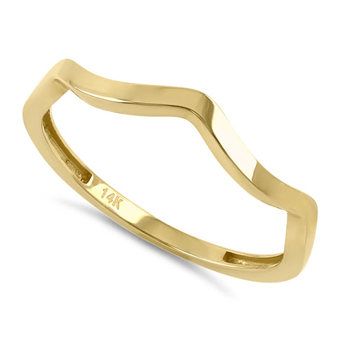 Solid 14K Yellow Gold Wave Ring