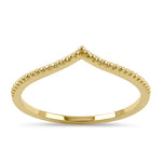 Solid 14K Yellow Gold Beaded Chevron Ring