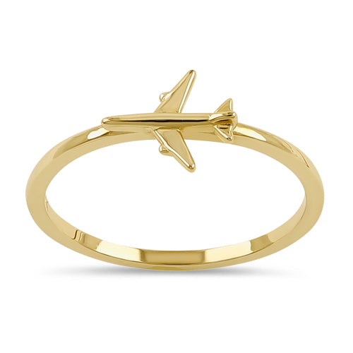 Solid 14K Yellow Gold Airplane Ring