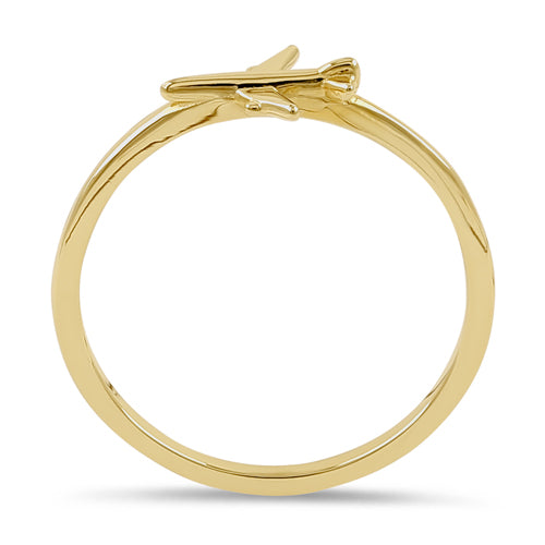 Solid 14K Yellow Gold Airplane Ring