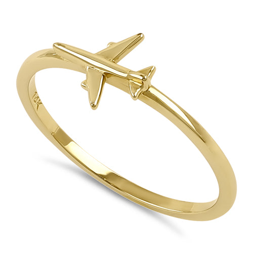 Solid 14K Yellow Gold Airplane Ring