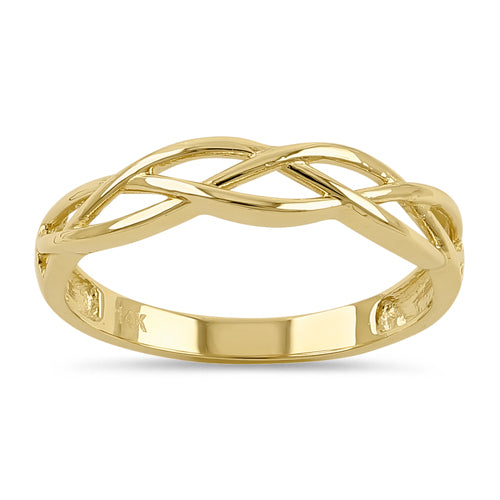 Solid 14K Yellow Gold Muti-Row Wave Ring