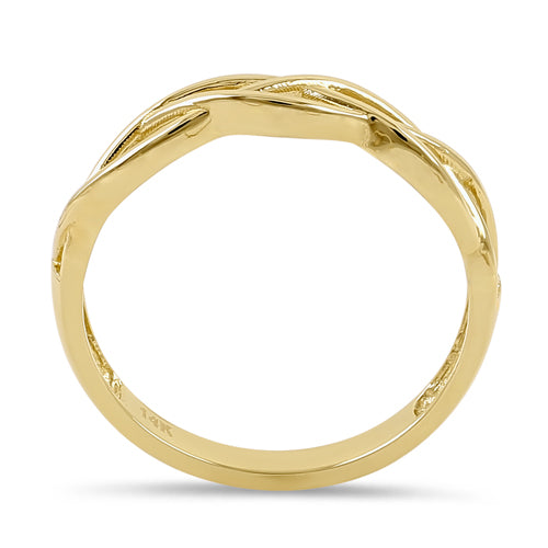 Solid 14K Yellow Gold Muti-Row Wave Ring