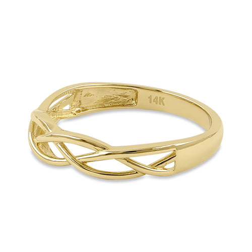 Solid 14K Yellow Gold Muti-Row Wave Ring