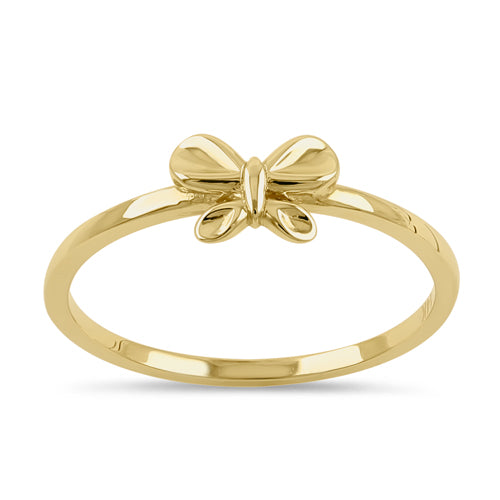 Solid 14K Yellow Gold Dainty Butterfly Ring