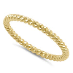 Solid 14K Yellow Gold Stackable Rope Ring