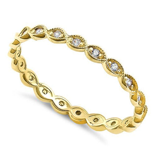 Solid 14K Yellow Gold Eternity Round Clear CZ Ring