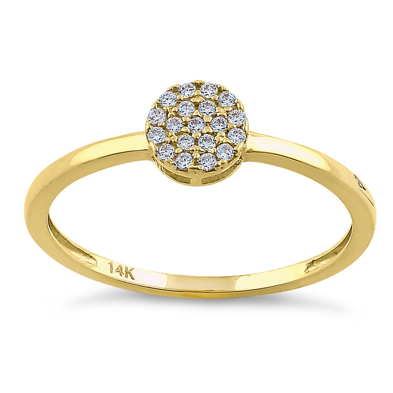 Solid 14K Yellow Gold Round Cluster CZ Ring