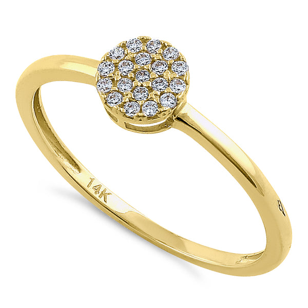 Solid 14K Yellow Gold Round Cluster CZ Ring