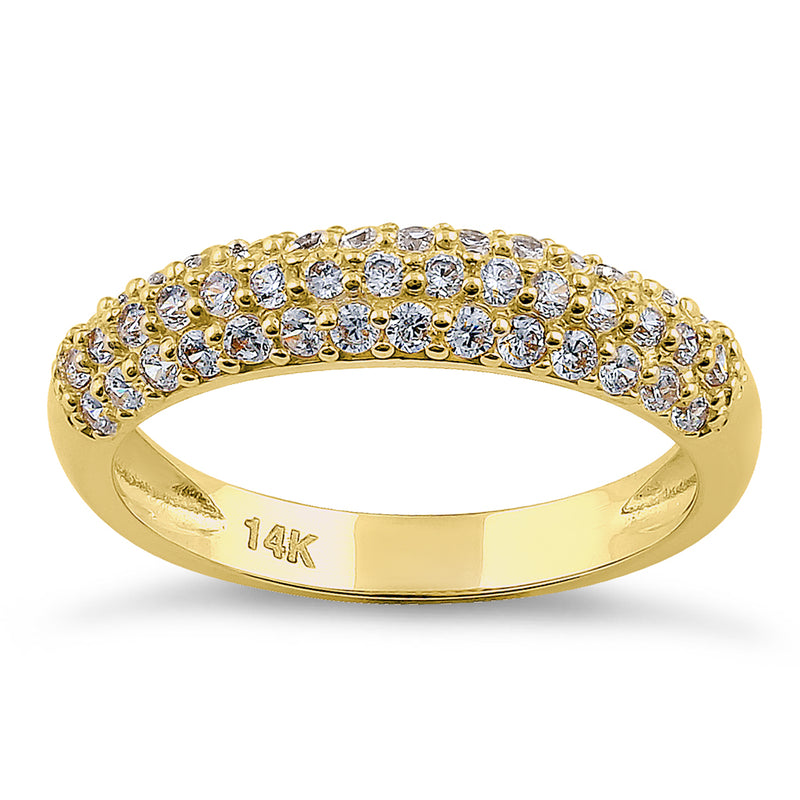 Solid 14K Yellow Gold Pave Round CZ Cluster CZ Ring