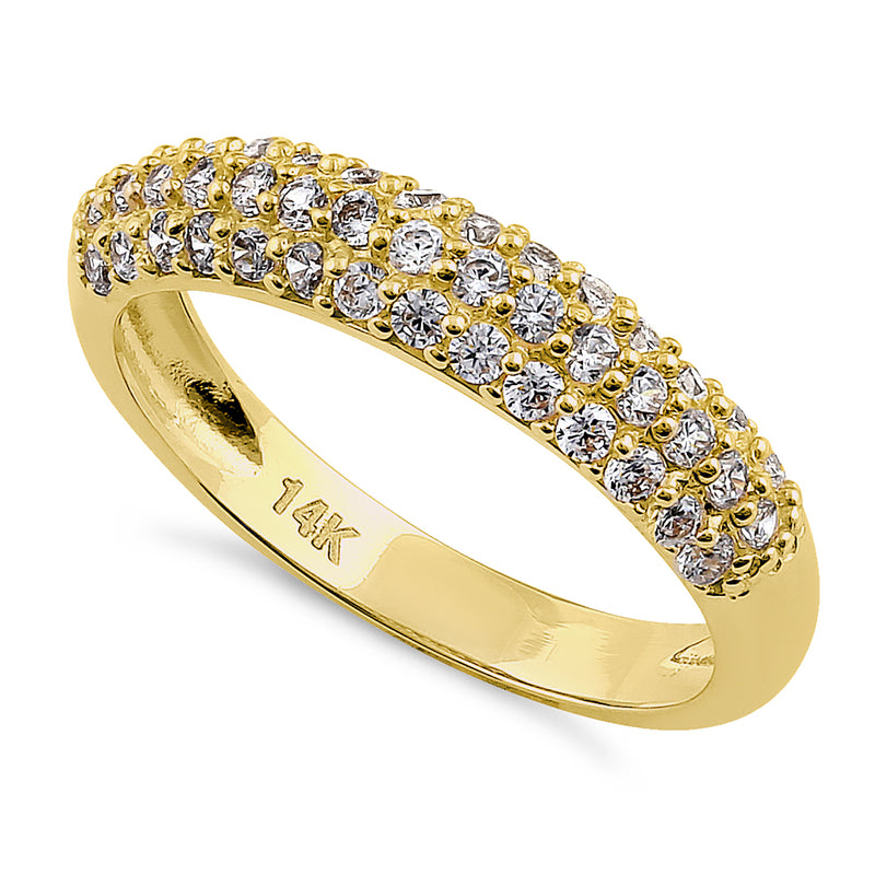 Solid 14K Yellow Gold Pave Round CZ Cluster CZ Ring