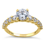 Solid 14K Yellow Gold Regal Round Cut CZ Engagement Ring