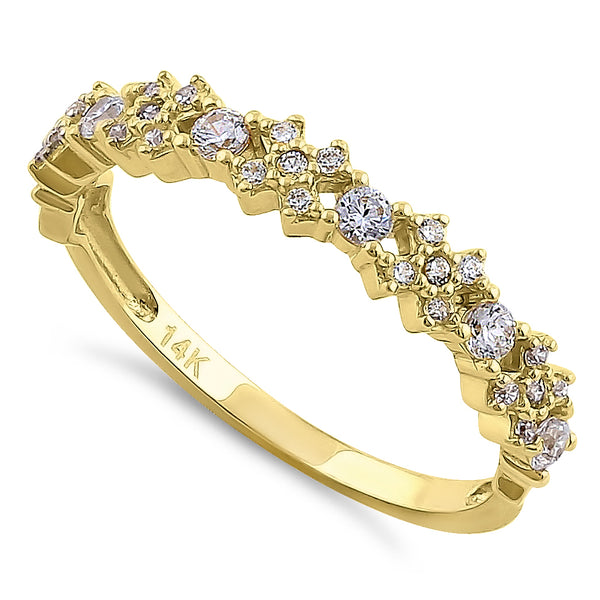 Solid 14K Yellow Gold Xs and Os CZ Ring