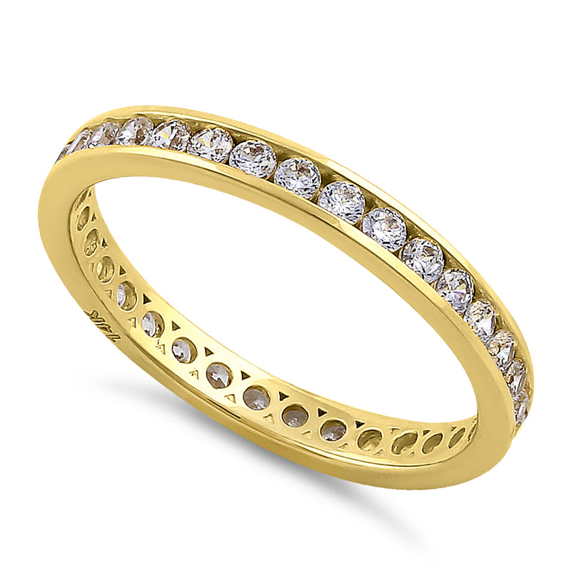 Solid 14K Yellow Gold Channel Eternity CZ Band