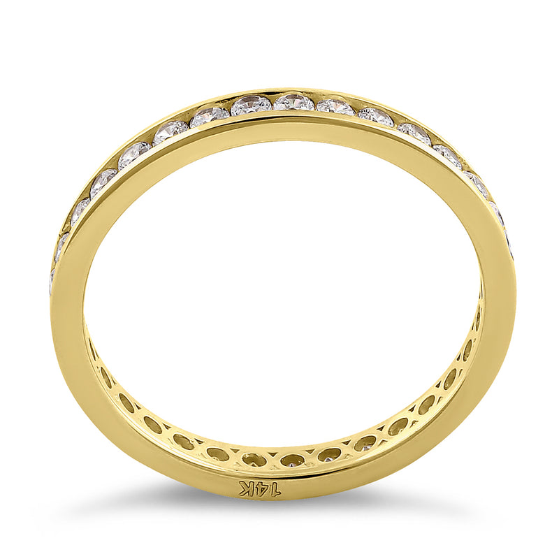 Solid 14K Yellow Gold Channel Eternity CZ Band