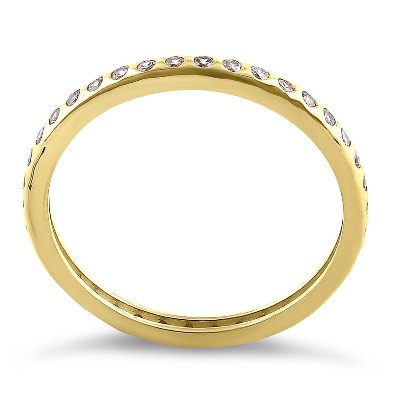 Solid 14K Yellow Gold Inlay Eternity CZ Band
