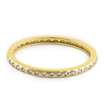 Solid 14K Yellow Gold Inlay Eternity CZ Band