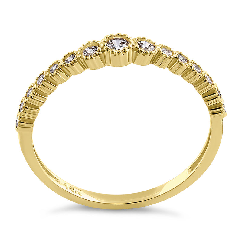Solid 14K Yellow Gold Ascending Round Cut CZ Ring