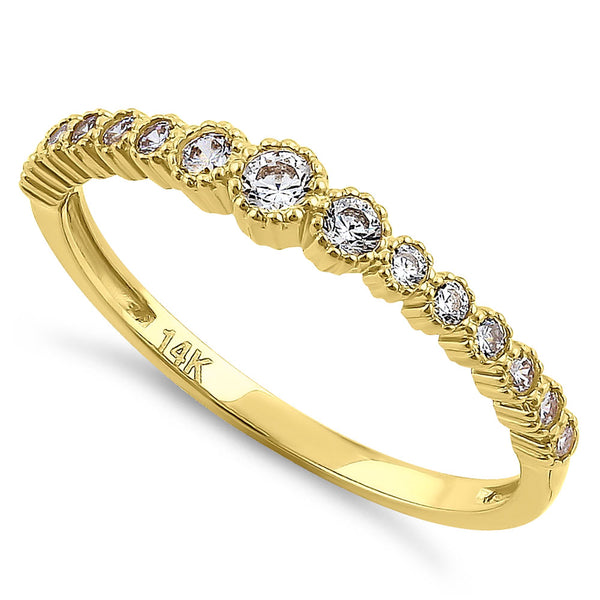 Solid 14K Yellow Gold Ascending Round Cut CZ Ring