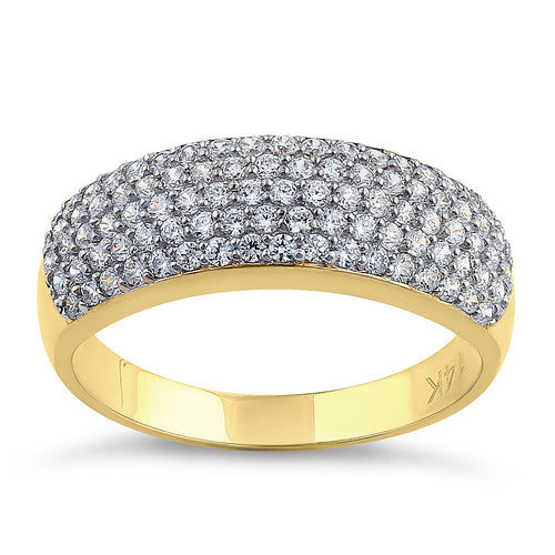 Solid 14K Yellow Gold Pave CZ Ring
