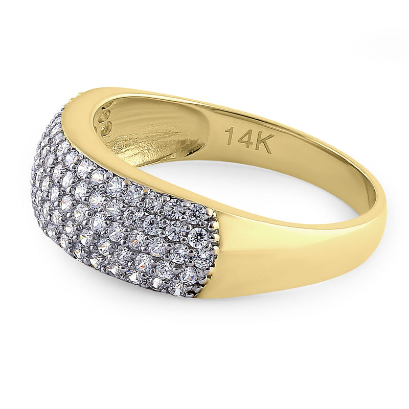 Solid 14K Yellow Gold Pave CZ Ring