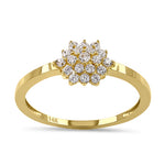 Solid 14K Yellow Gold Layered Chevron CZ Ring