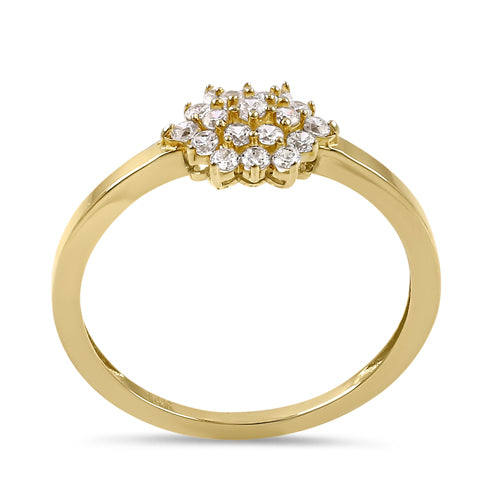 Solid 14K Yellow Gold Layered Chevron CZ Ring