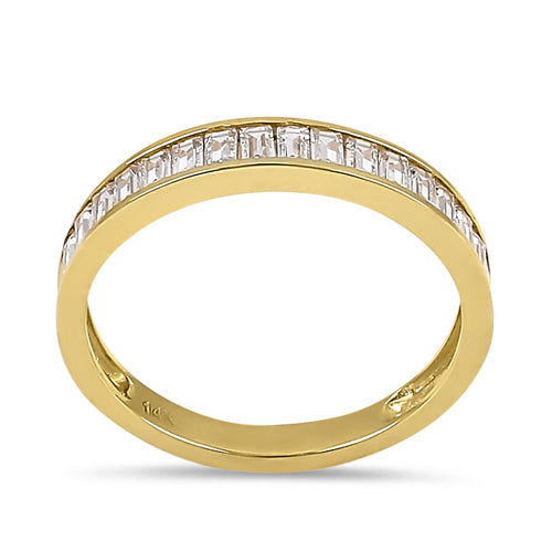 Solid 14K Yellow Gold Baguette CZ Band Ring