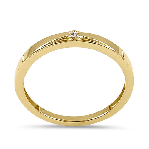 Solid 14K Yellow Gold Small CZ Band Ring
