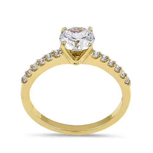 Solid 14K Yellow Gold 6.5mm Solitaire CZ Ring