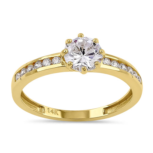 Solid 14K Yellow Gold 6.0mm CZ Wedding Ring