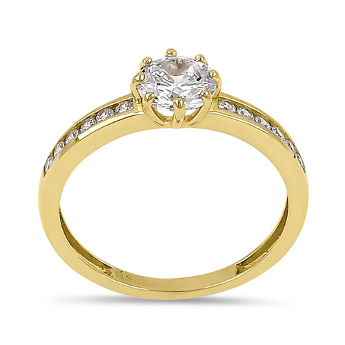 Solid 14K Yellow Gold 6.0mm CZ Wedding Ring
