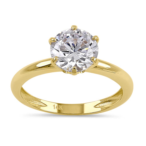 Solid 14K Yellow Gold 9.0mm CZ Wedding Ring