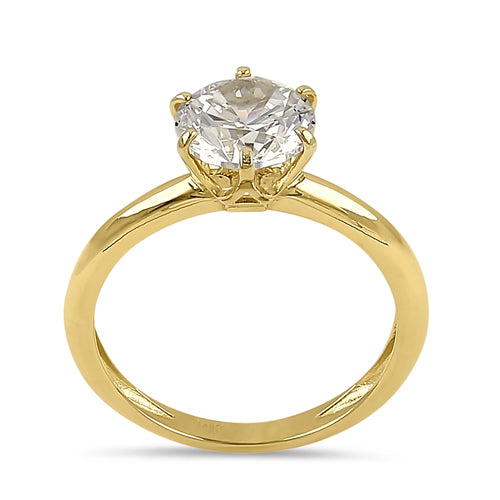 Solid 14K Yellow Gold 9.0mm CZ Wedding Ring