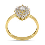 Solid 14K Yellow Gold Elegant Marquise CZ Halo Ring