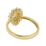 Solid 14K Yellow Gold Elegant Marquise CZ Halo Ring