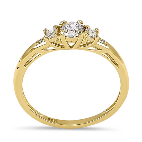Solid 14K Yellow Gold 4.0mm Tier Engagement CZ Ring