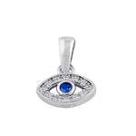 Sterling Silver Blue Spinel CZ Eye Pendant