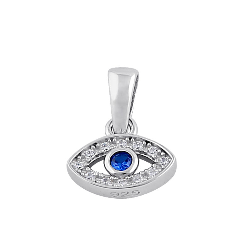 Sterling Silver Blue Spinel CZ Eye Pendant